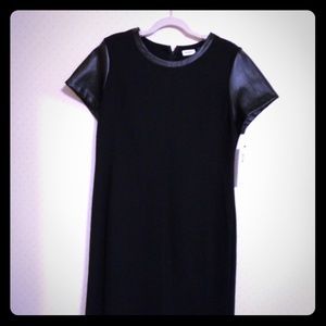 DKNY Black Dress with faux leather trim